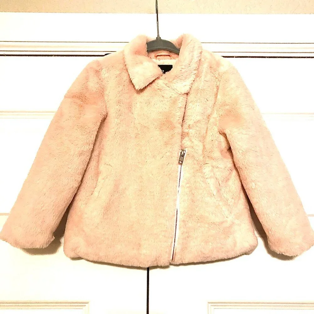 New ART CLASS Pink Teddy Faux Fur Coat Bomber Jacket 4T